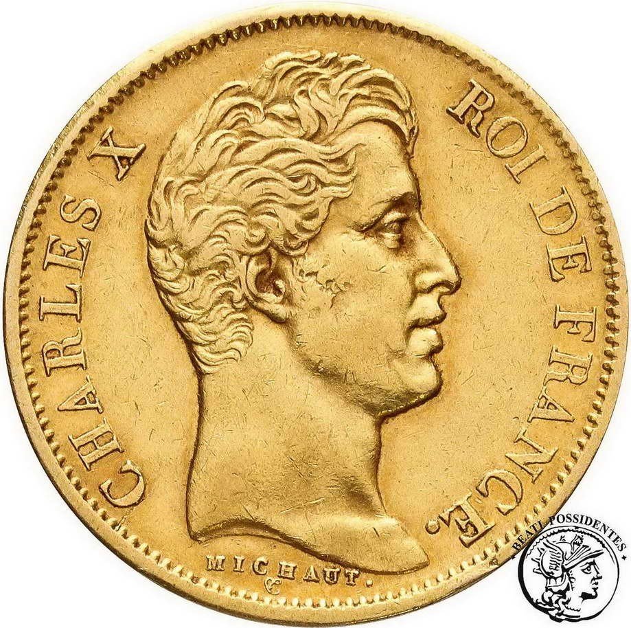 Francja Karol X 40 franków 1828 A-Paryż st. 3+
