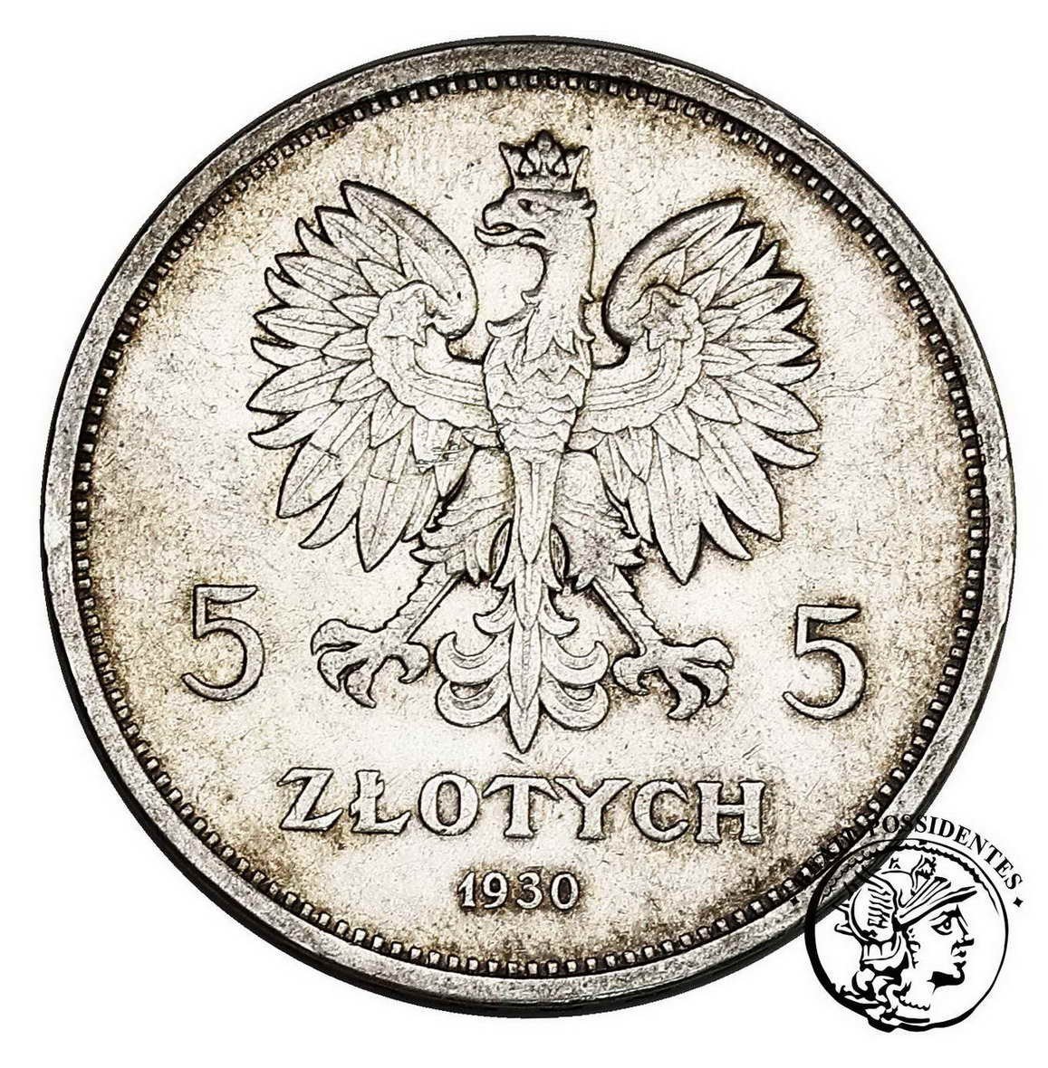 Polska II RP 5 złotych 1930 Sztandar stempel głęboki st.2-