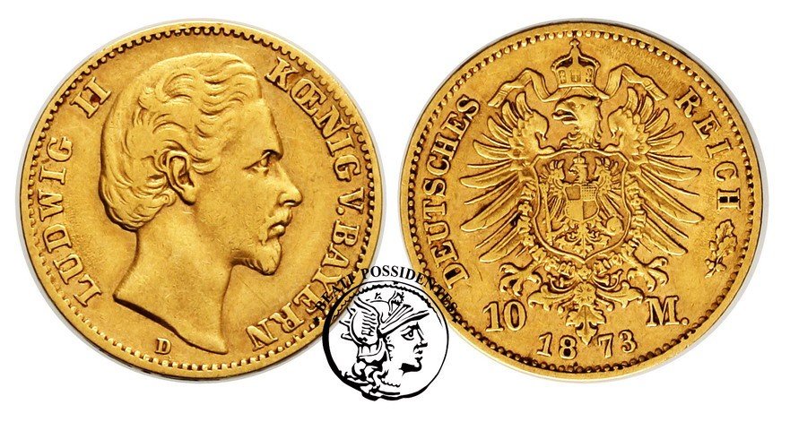 Niemcy Bayern 10 Mark 1873 D