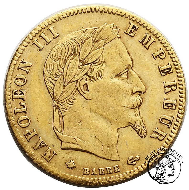 Francja 5 franków 1868 A (Paris) st. 3+