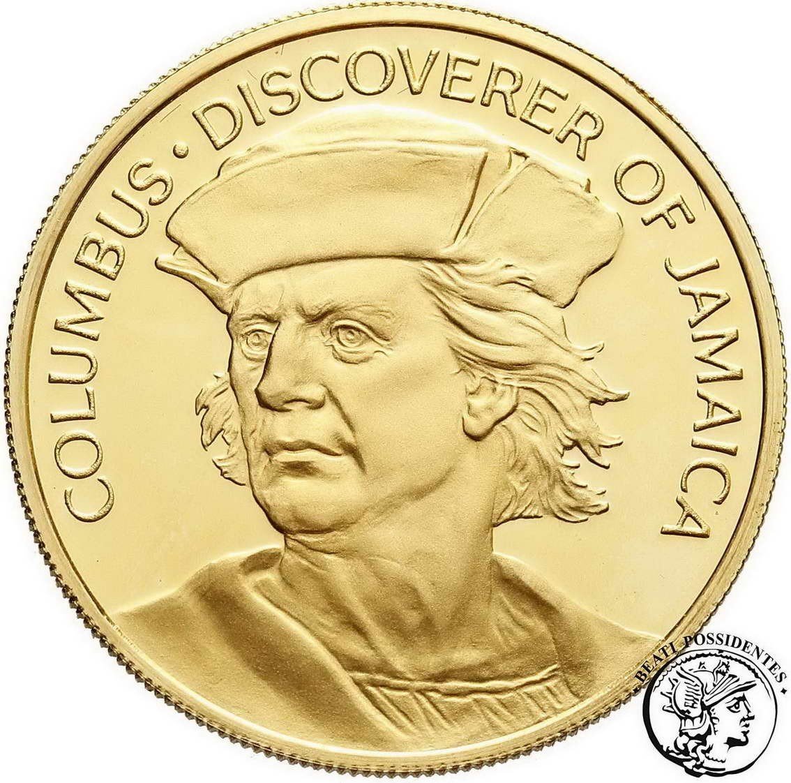 Jamaica 100 dolarów 1975 Kolumb st. L-/L stempel lustrzany