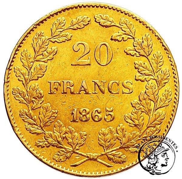 Belgia Leopold 20 Franków 1865 st.3