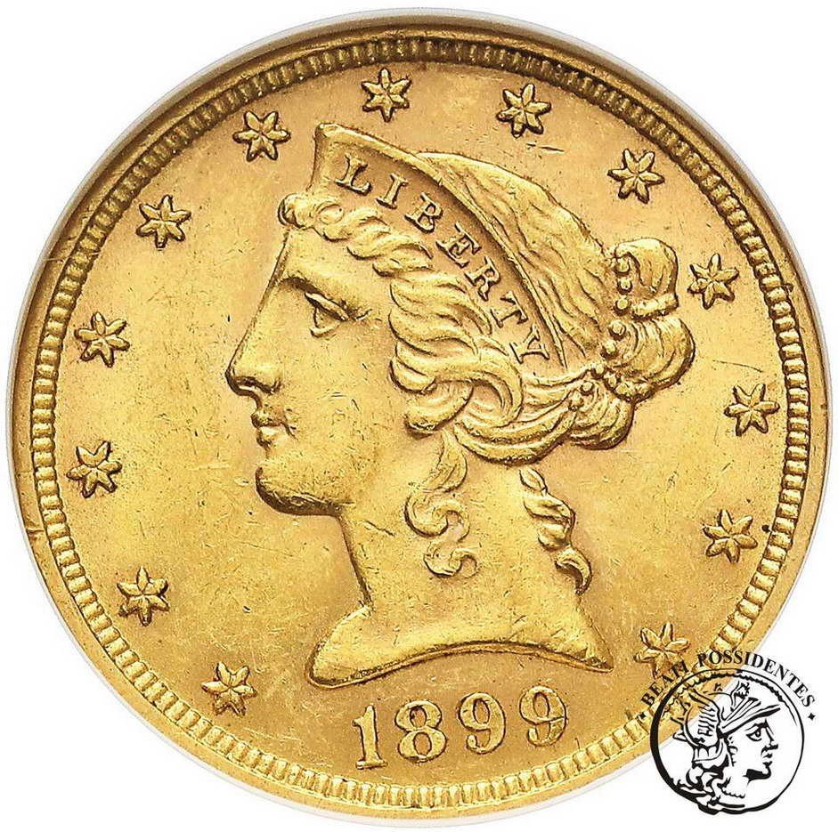 USA 5 dolarów 1899 Philadelphia NGC MS62