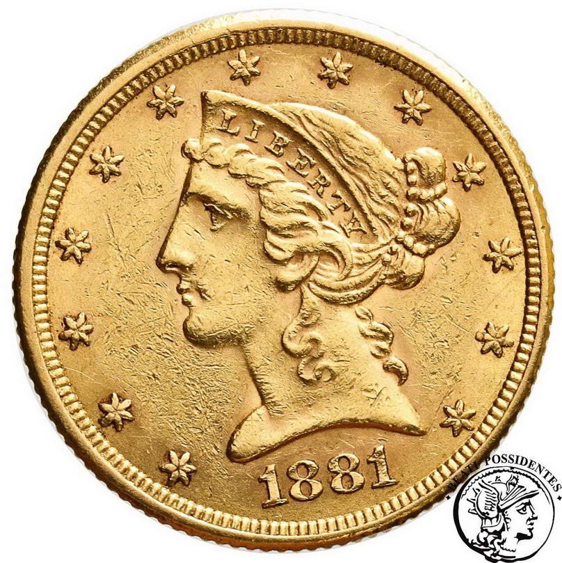 USA 5 dolarów 1881 Filadelfia st. 3+