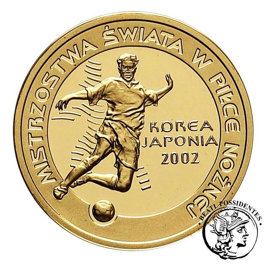 Polska III RP 100 złotych 2002 Mistrzostwa Świata piłka nożna Korea-Japonia st.L
