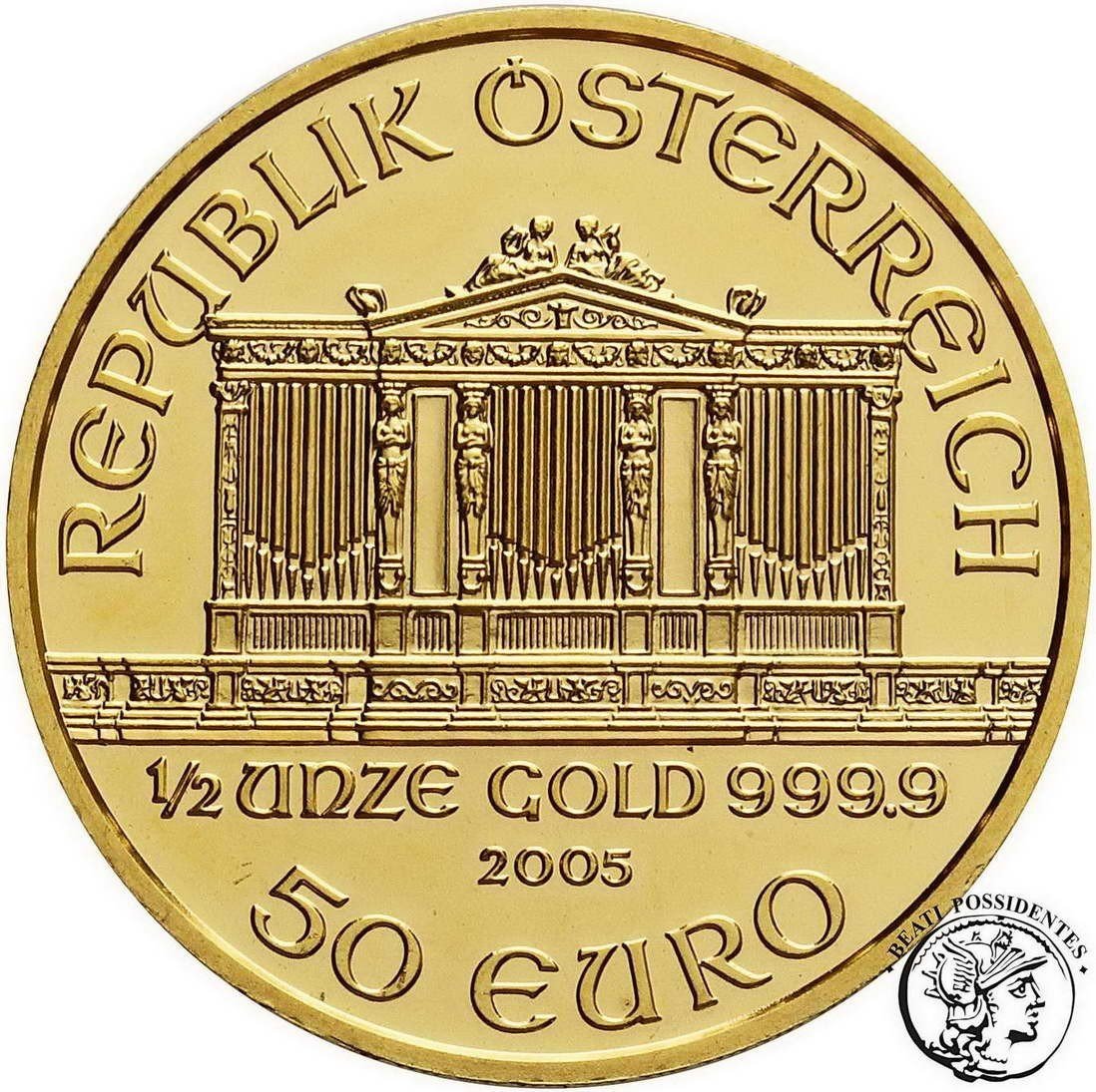 Austria 50 Euro 2005 Filharmonia 1/2 Oz Au st. 1