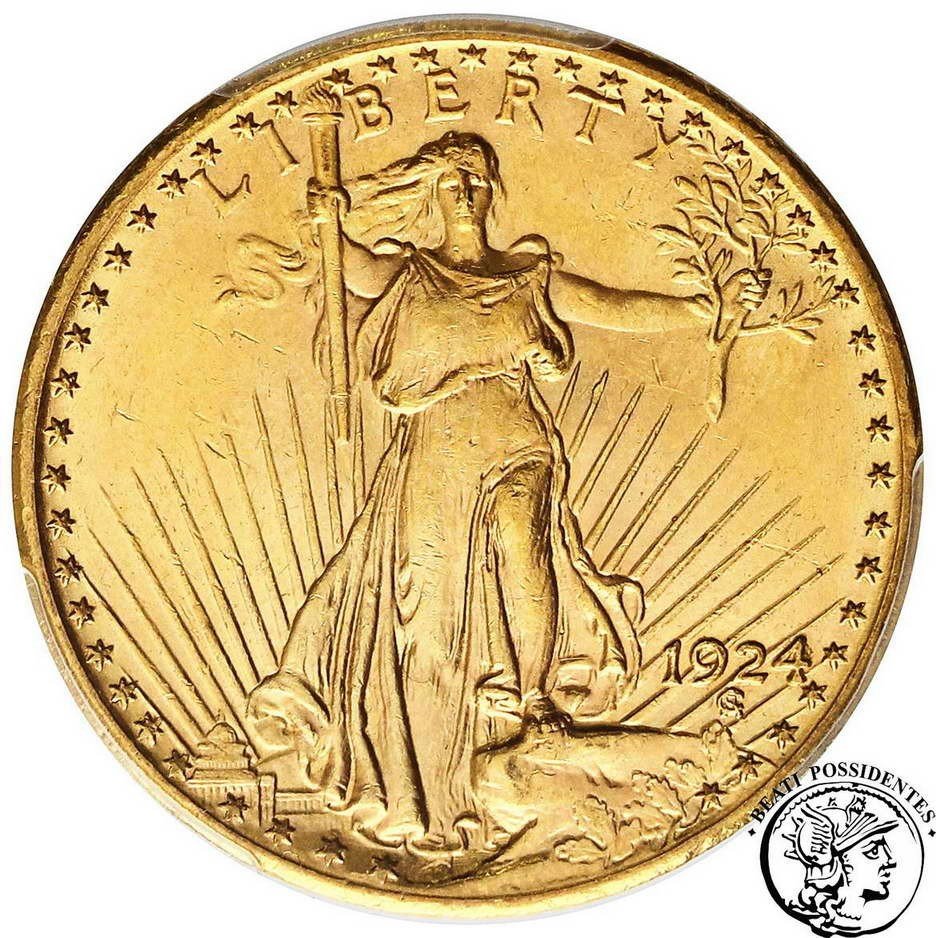 USA 20 dolarów 1924 Philadelphia PCGS MS64