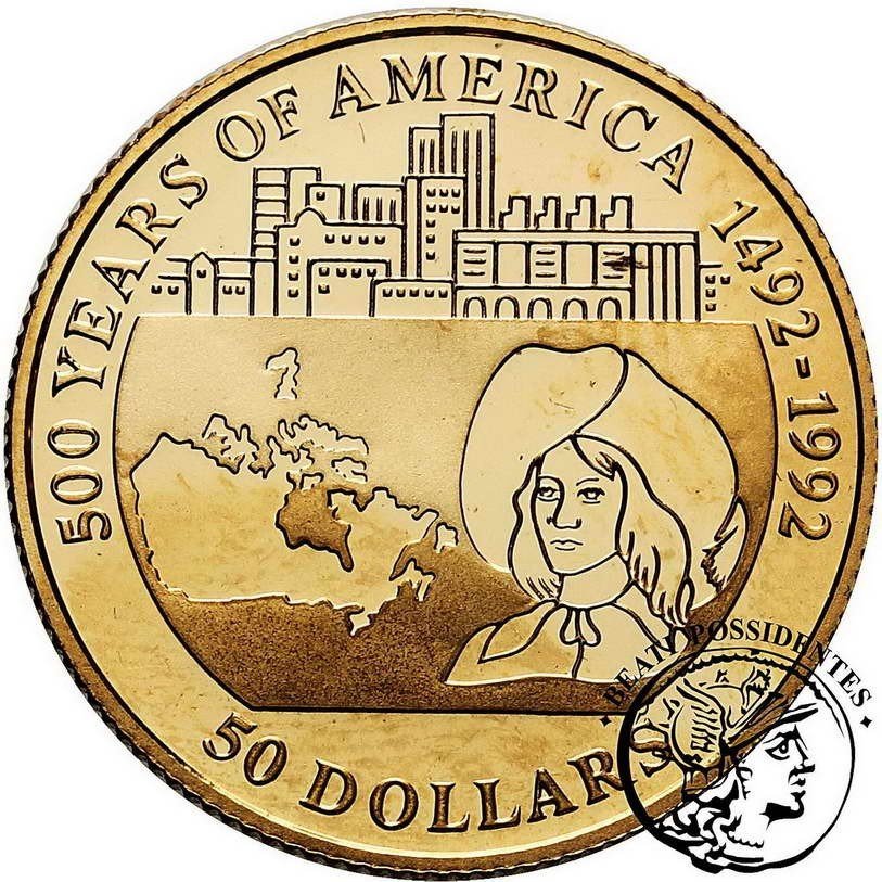 Cook Islands 50 dolarów 1992 odkrycie Ameryki st. L