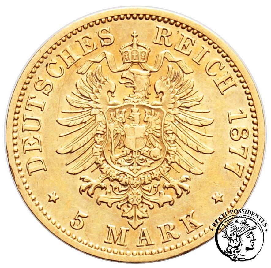 Niemcy Prusy Wilhelm I 5 Marek 1877 A st. 3-