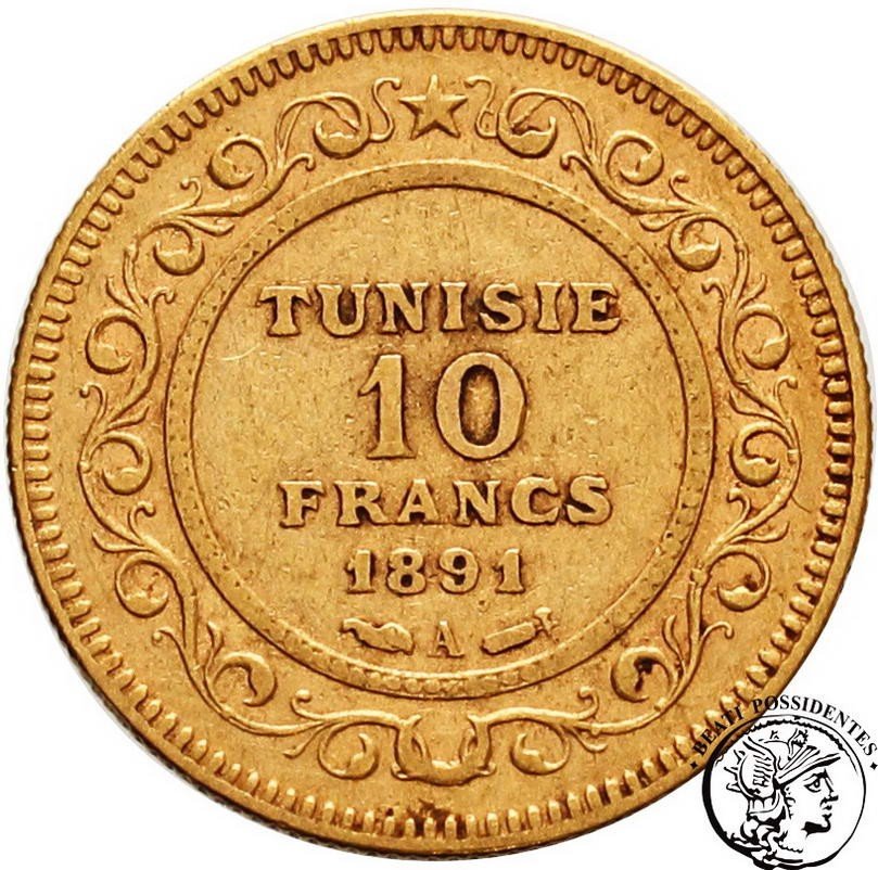 Tunezja 10 franków 1891 st. 3