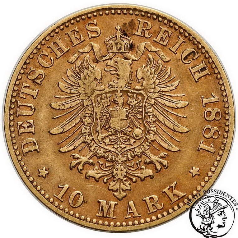 Niemcy Wirtembergia Karol 10 Marek 1881 F st. 3