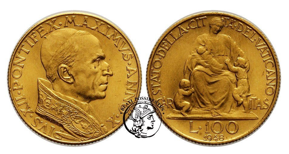 Watykan Pius XII 100 Lirów 1948