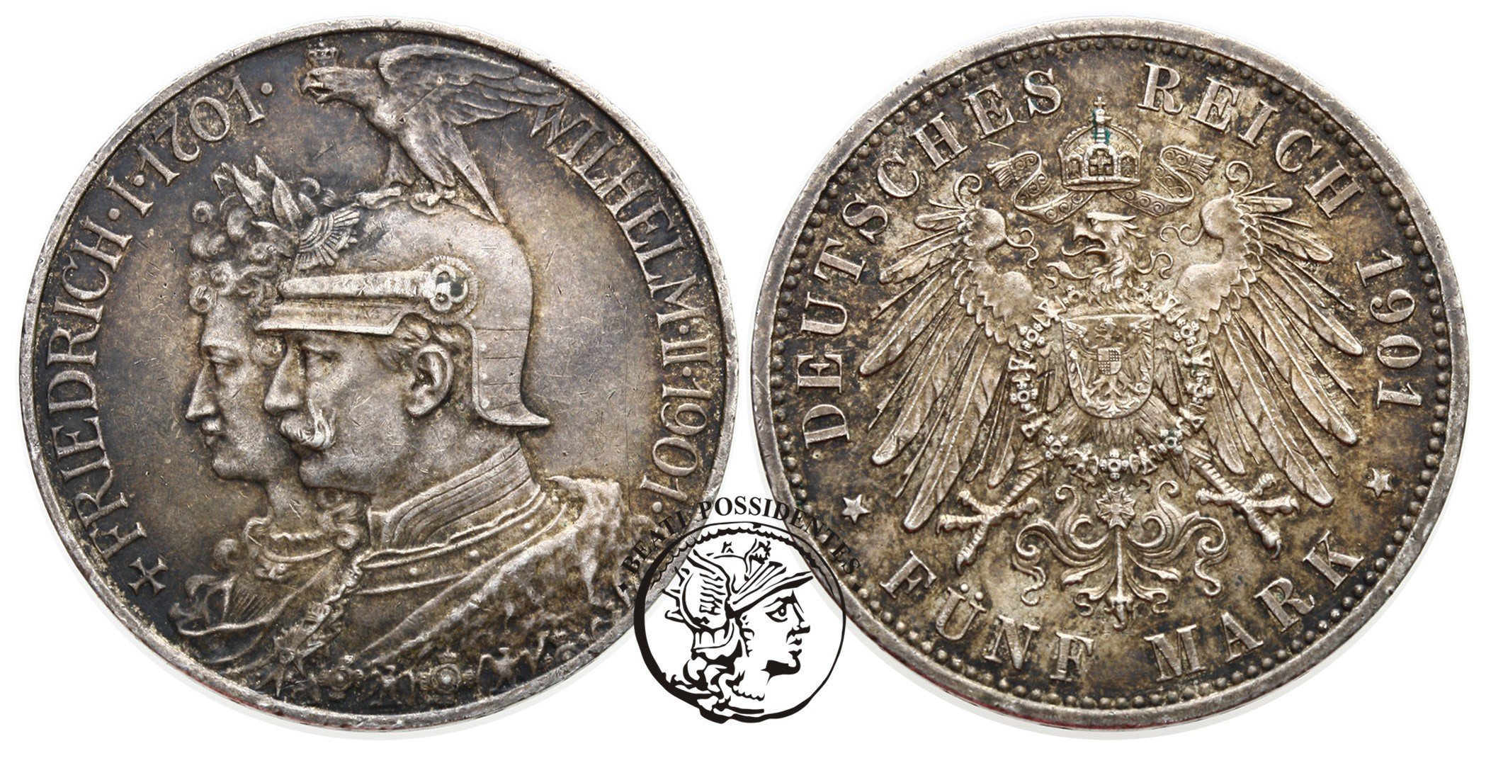 Niemcy Prusy 5 Mark 1901 A 200 Lat Dynastii