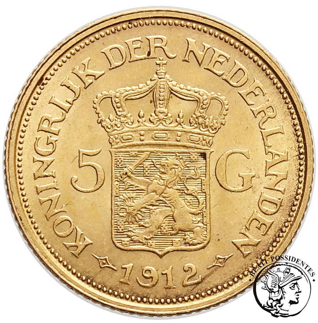 Holandia Wilhelmina 5 guldenów 1912 st. 2
