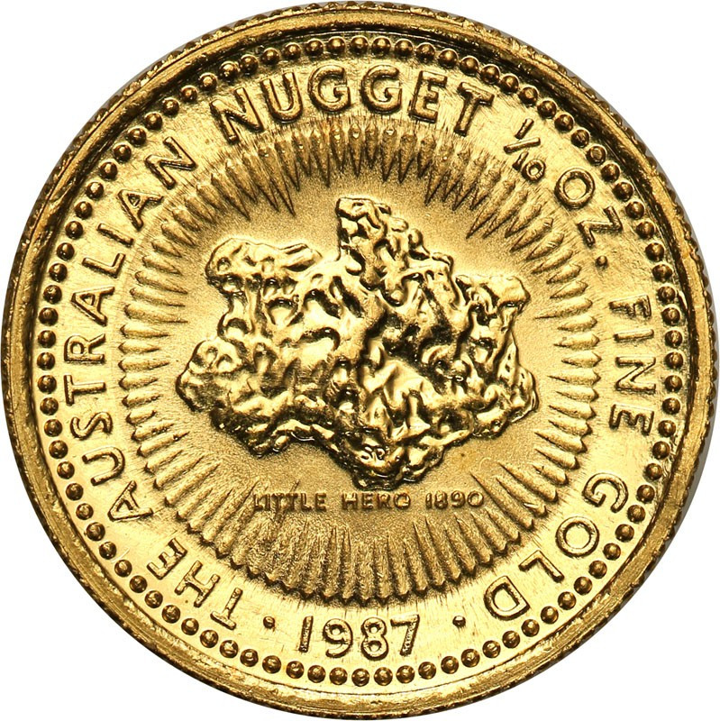 Australia Elżbieta II 25 dolarów 1987 Nugget (1/10 uncji złota) st.1