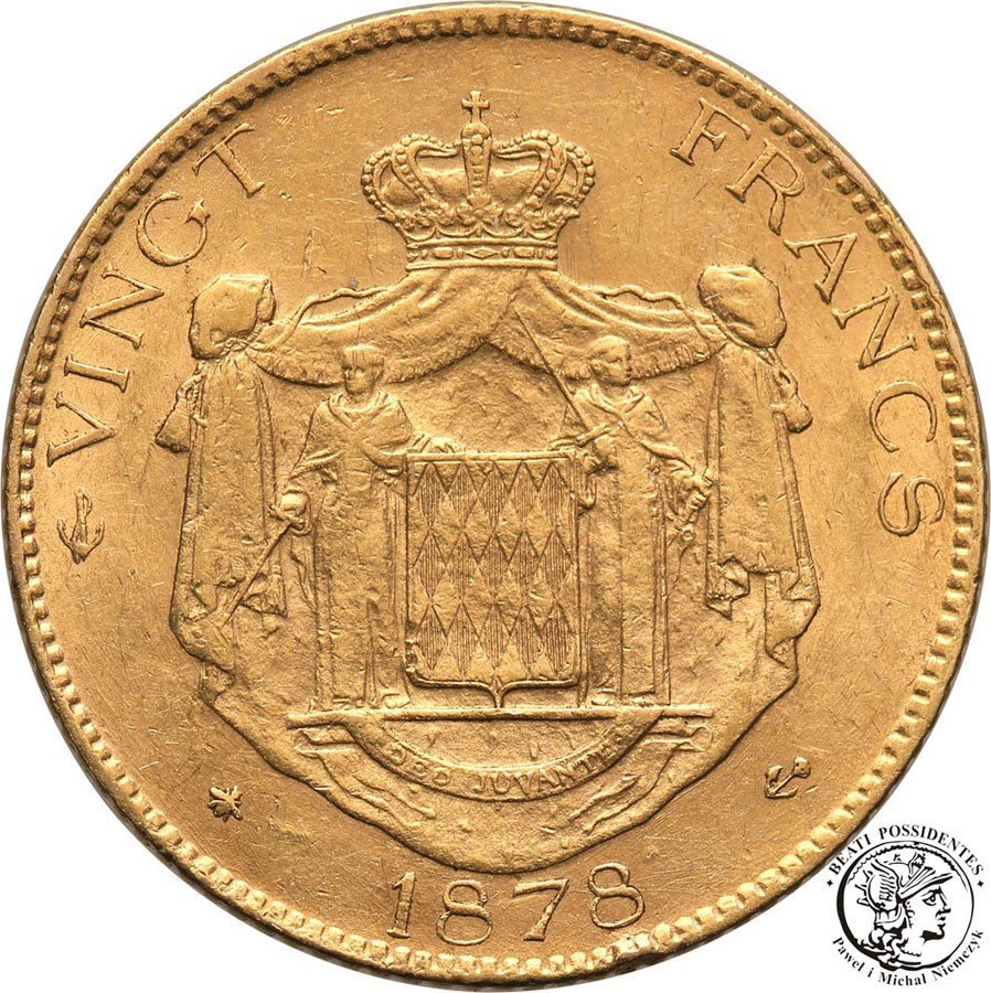 Monako 20 franków 1878 Charles III st. 2-