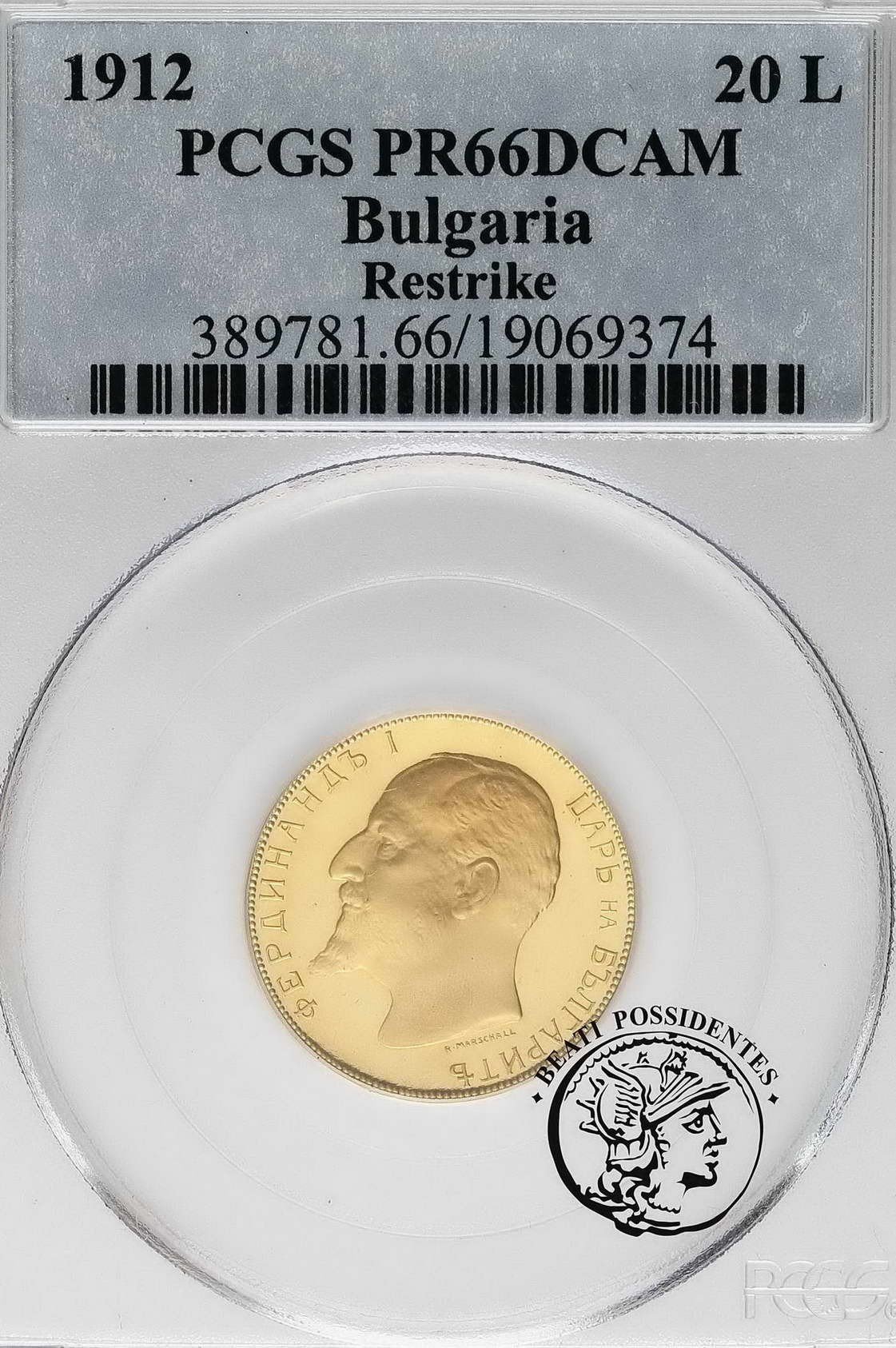 Bułgaria 20 Lewa 1912 Stempel lustrzany st. PCGS PR66