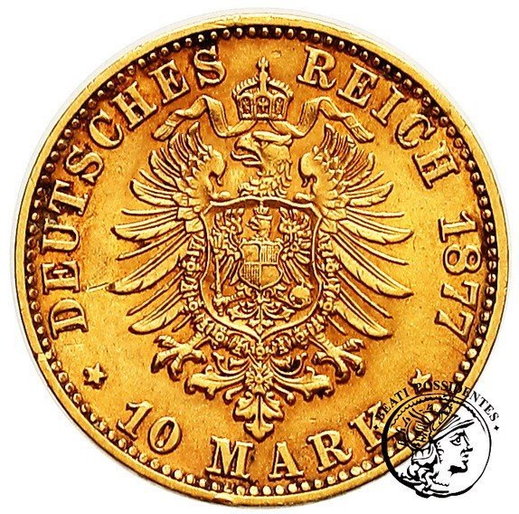 Niemcy Prusy Wilhelm I 10 Marek 1877 C Frankfurt  st.3+