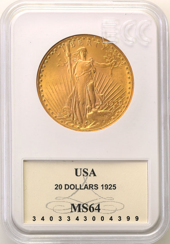 USA 20 dolarów 1925 Filadelfia GCN MS64