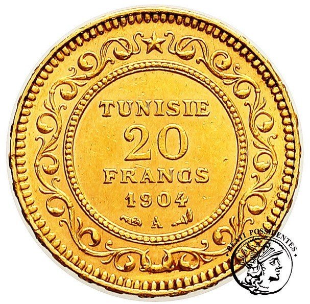 Tunezja 20 Franków 1904 A st.2-/3+
