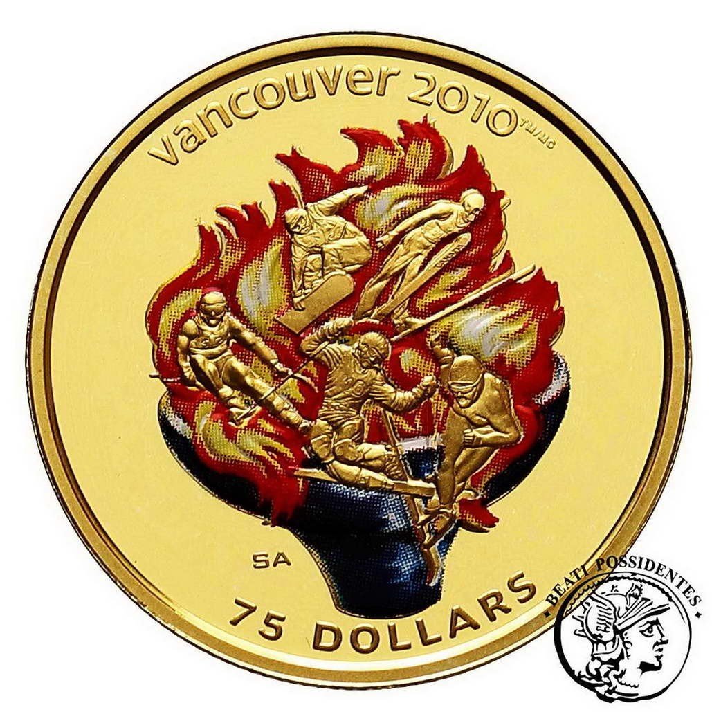 Kanada Elżbieta II 75 dolarów 2009 olimpiada Vancouver st.L