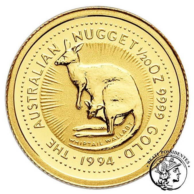 Australia Elżbieta II 5 dolarów 1994 1/20 Oz Au  kangur st. L stempel lustrzany