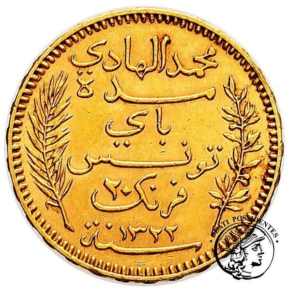 Tunezja 20 Franków 1904 A st.2-/3+