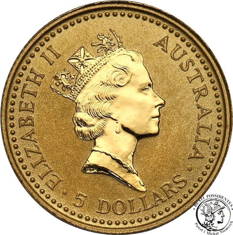 Australia 5 dolarów 1992 kangur (1/20 uncji złota) st.L
