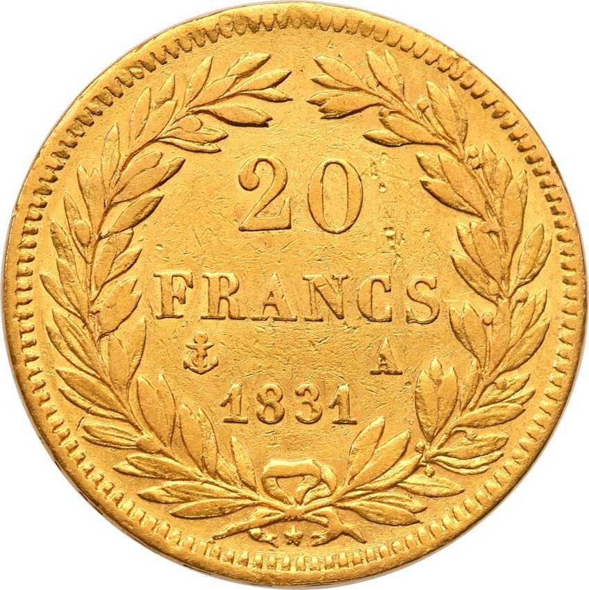 Francja Louis Philippe 20 Franków 1831 A Paris st.3+
