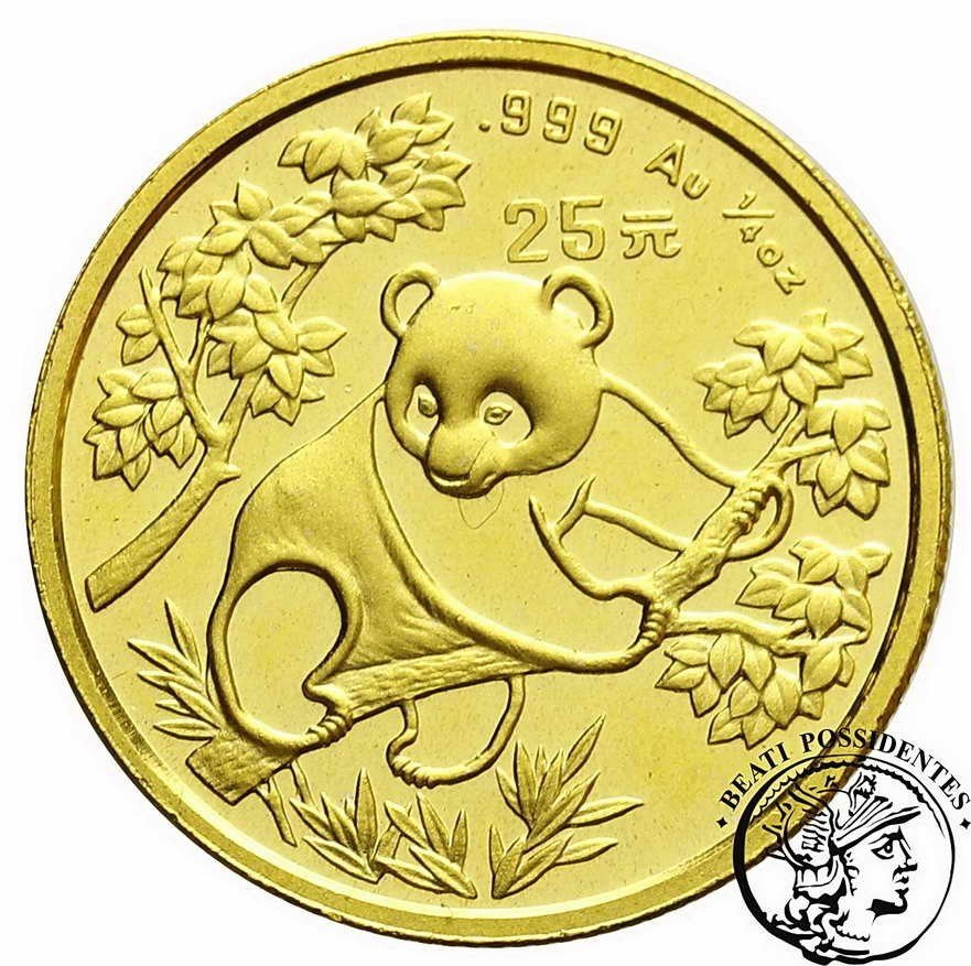 Chiny 25 Yuan Panda 1992 1/4 Oz Au 999,9 st. L-
