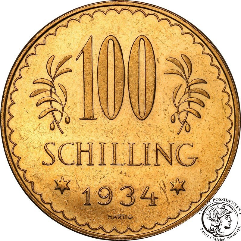 Austria 1 Republika 100 szylingów 1934 RZADKIE st.1-