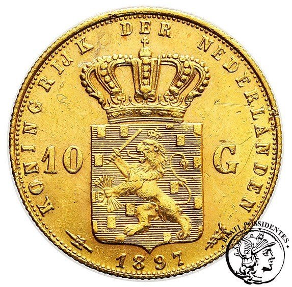 Holandia Wilhelmina 10 Guldenów 1897 st. 3