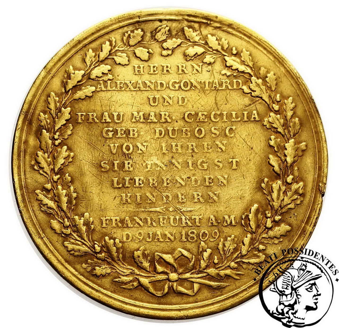 Niemcy Frankfurt Medal pamiątkowy 1809 Loos złoto