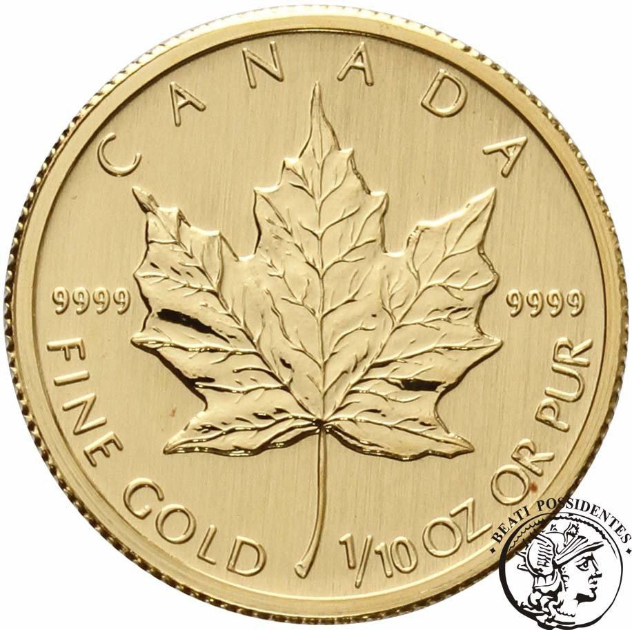 Kanada Elżbieta II 5 Dolarów 2008 1/10 Oz Au st. L stempel lustrzany