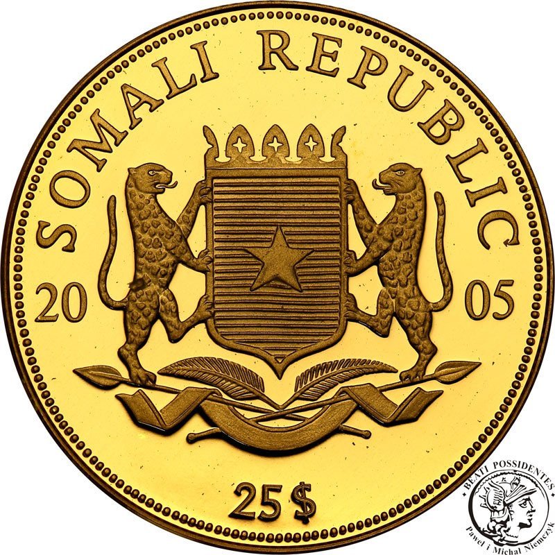 Somalia 25 szylingów 2005 Benedykt XVI (1/4 uncji złota) st.L