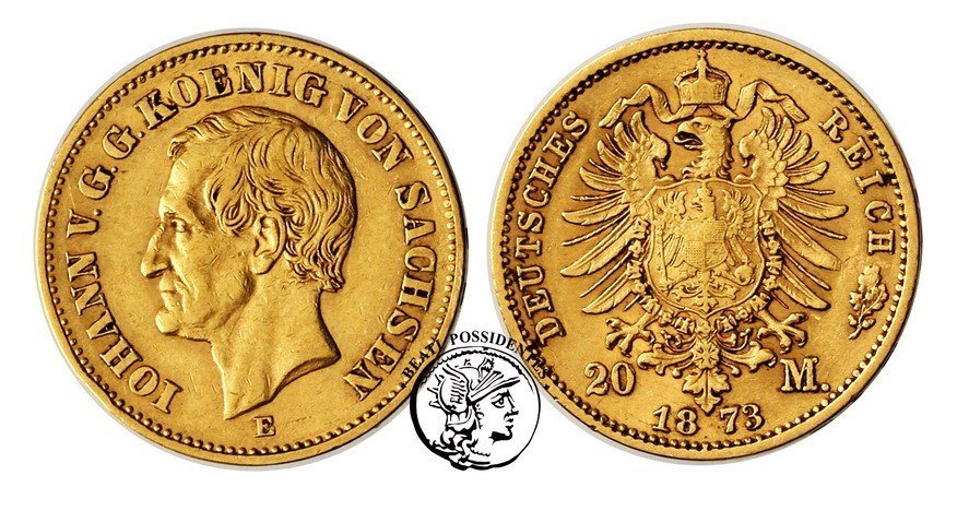 Niemcy Sachsen 20 Mark 1873 E