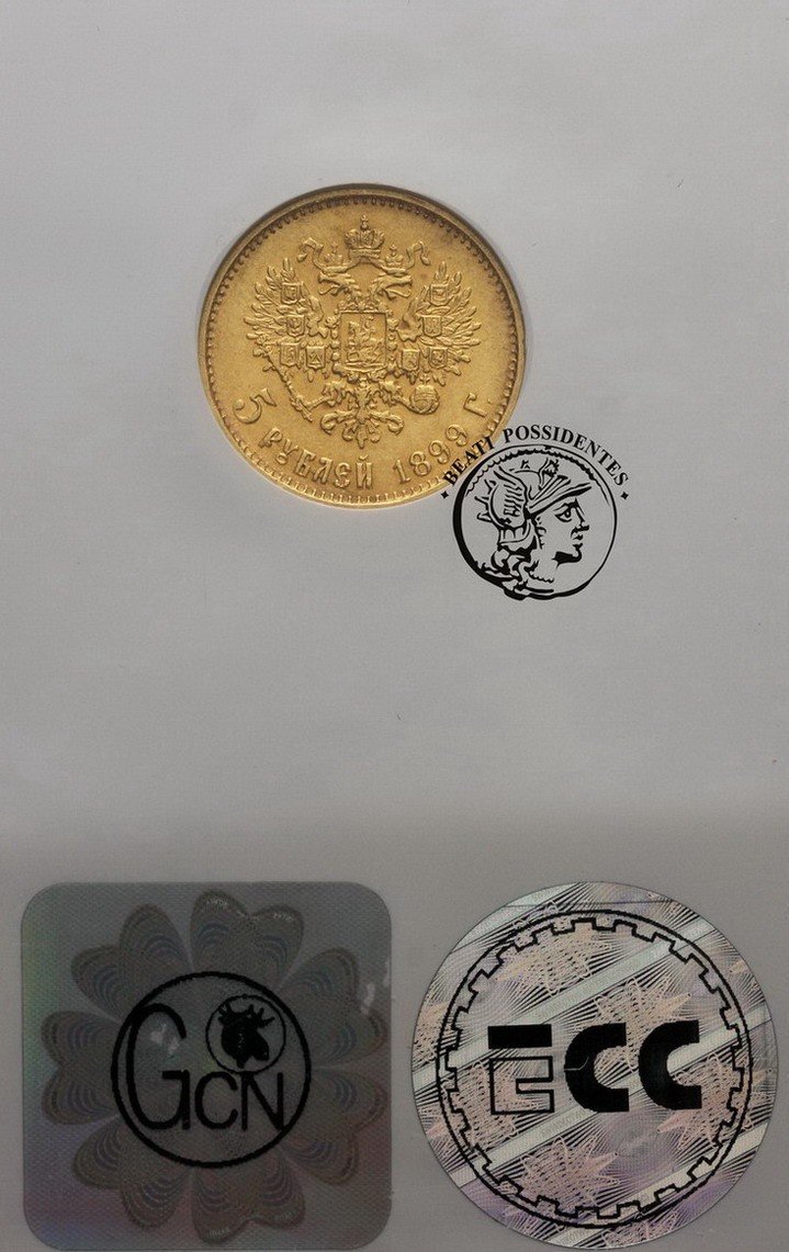 Rosja 5 Rubli 1899 EB Mikołaj II GCN AU 58