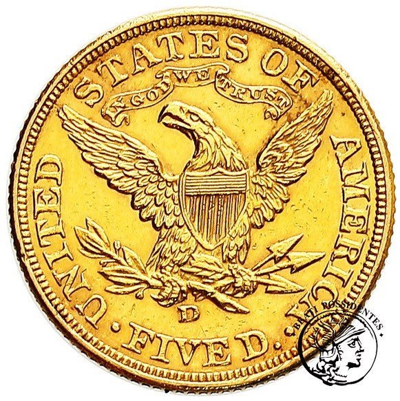 USA 5 $ Dolarów 1907 D Denver st.3
