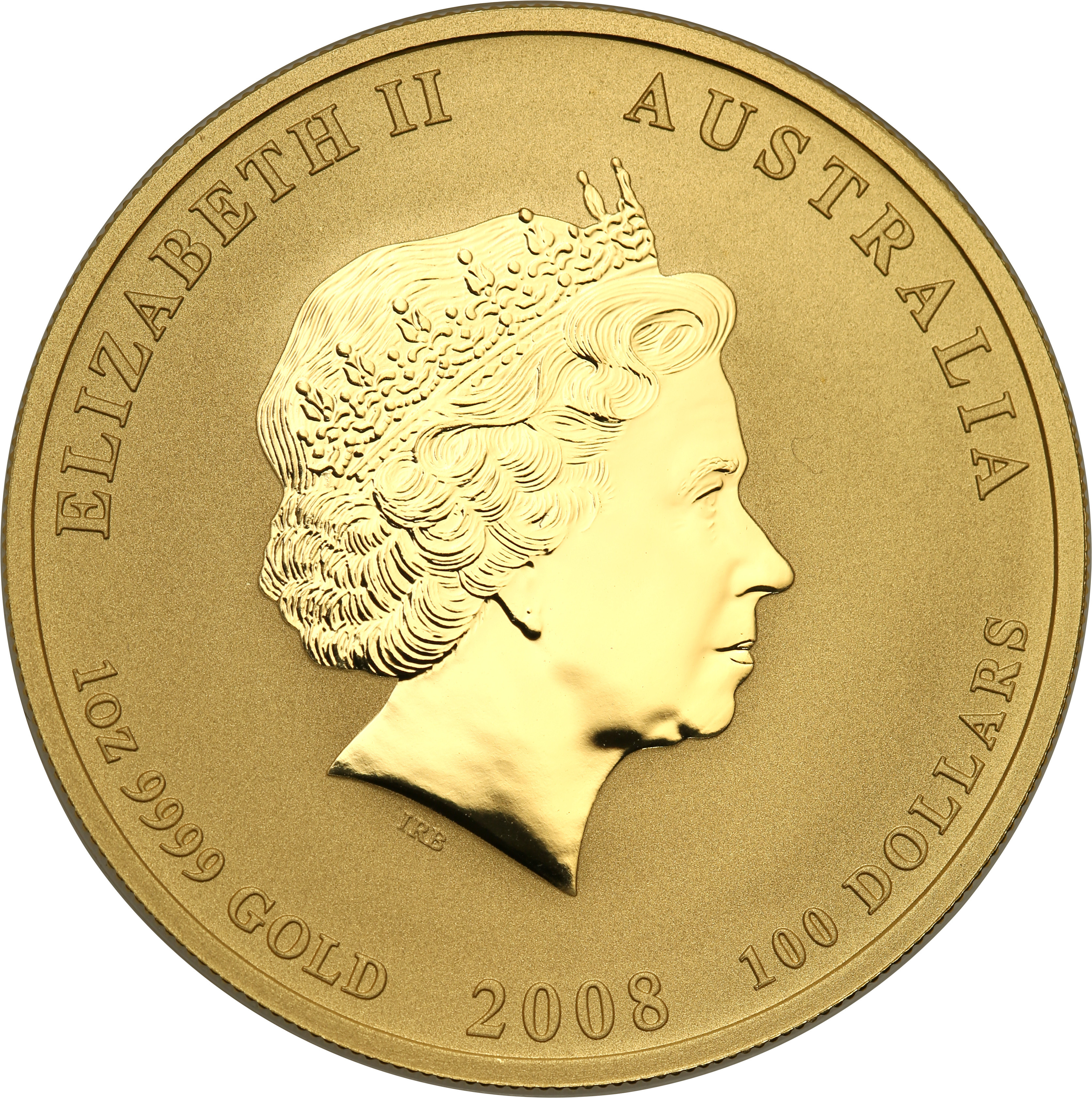 Australia Elżbieta II 100 dolarów 2008 Rok Myszy st. L - uncja złota