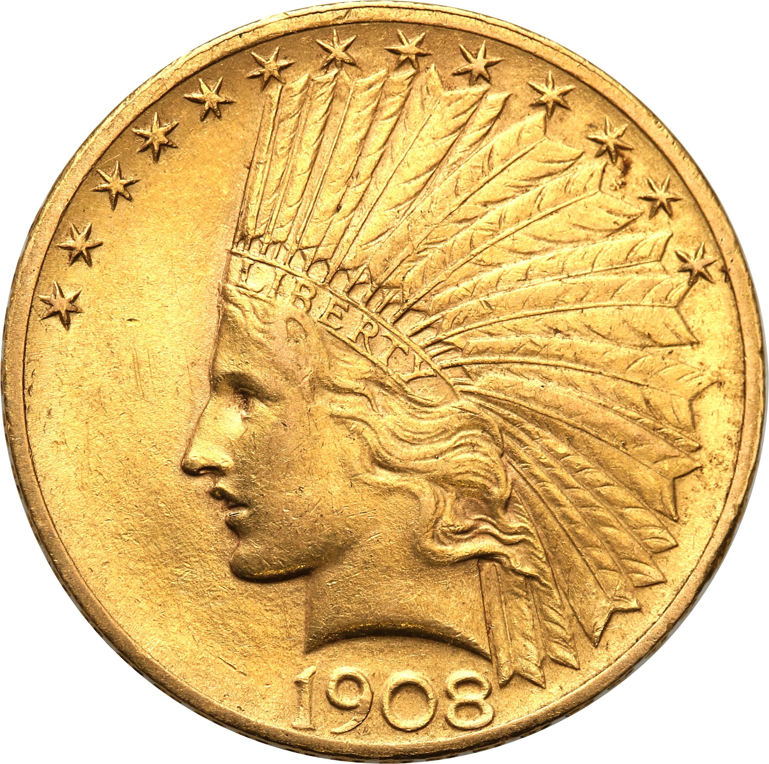 USA. 10  $ dolarów Indianin 1908 st.1-