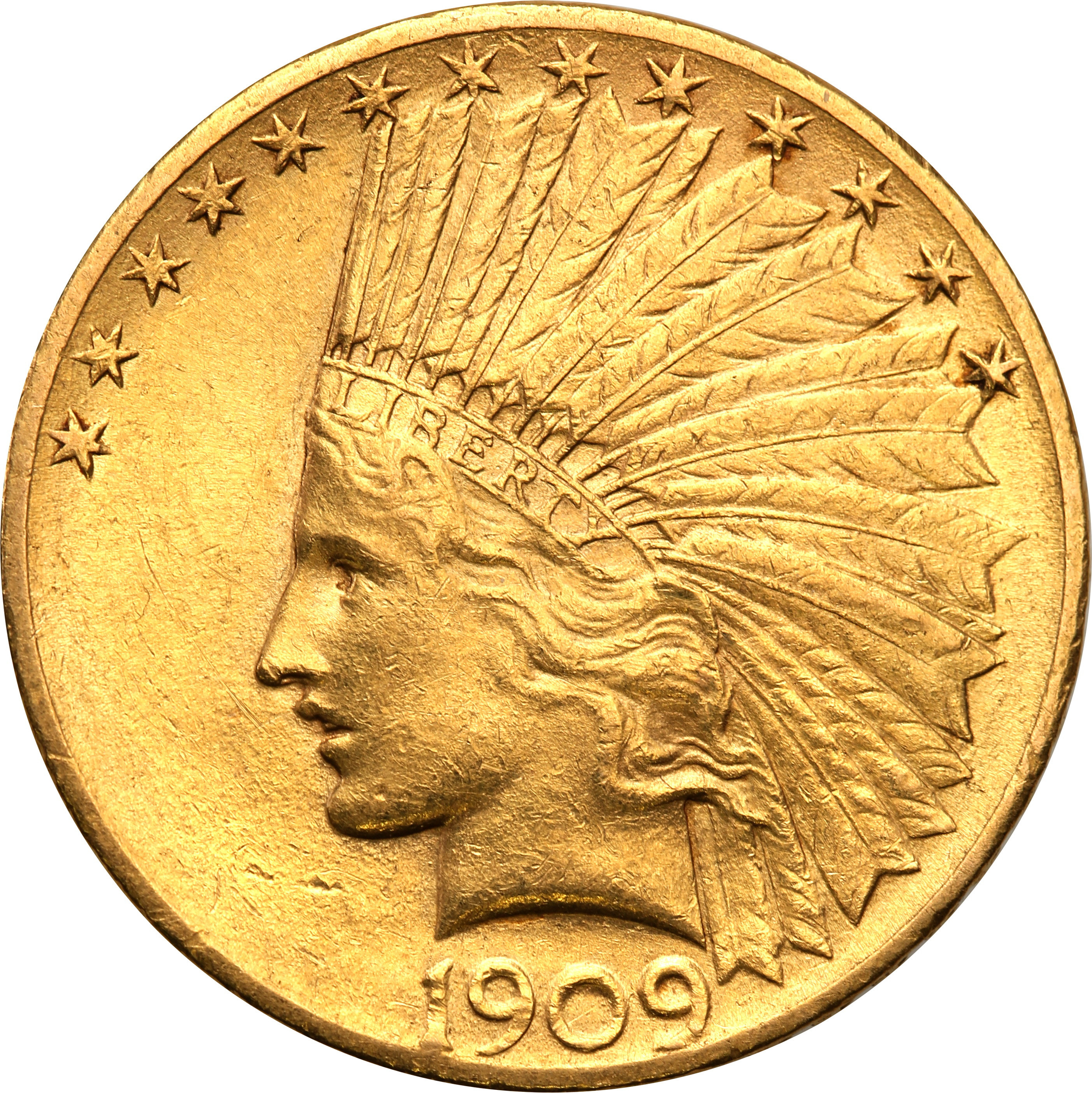 USA. 10  $ dolarów Indianin 1909 st.2+