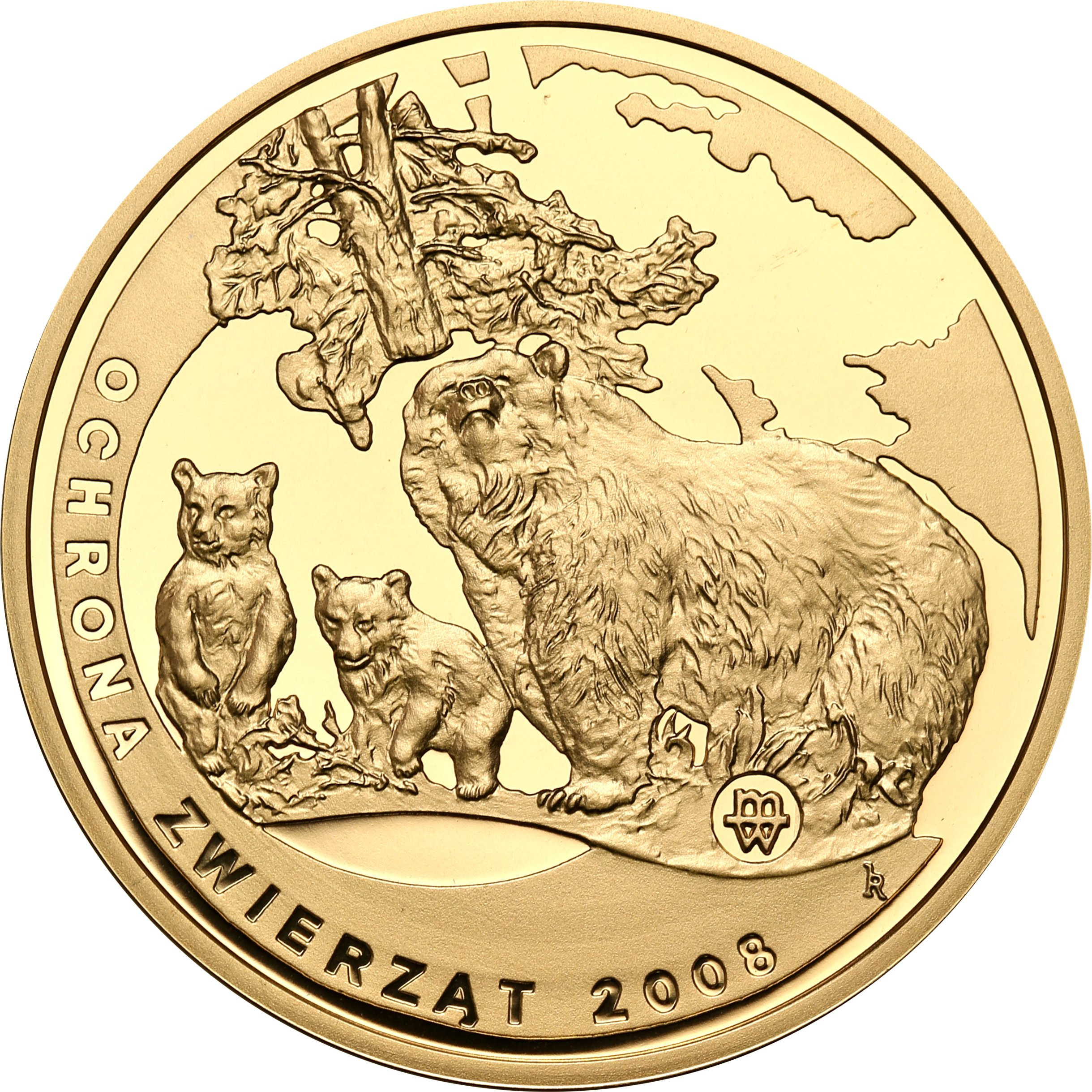 Ochrona Zwierząt 2008. Niedźwiedź Brunatny – duży , Złoto – tylko 21 egz!