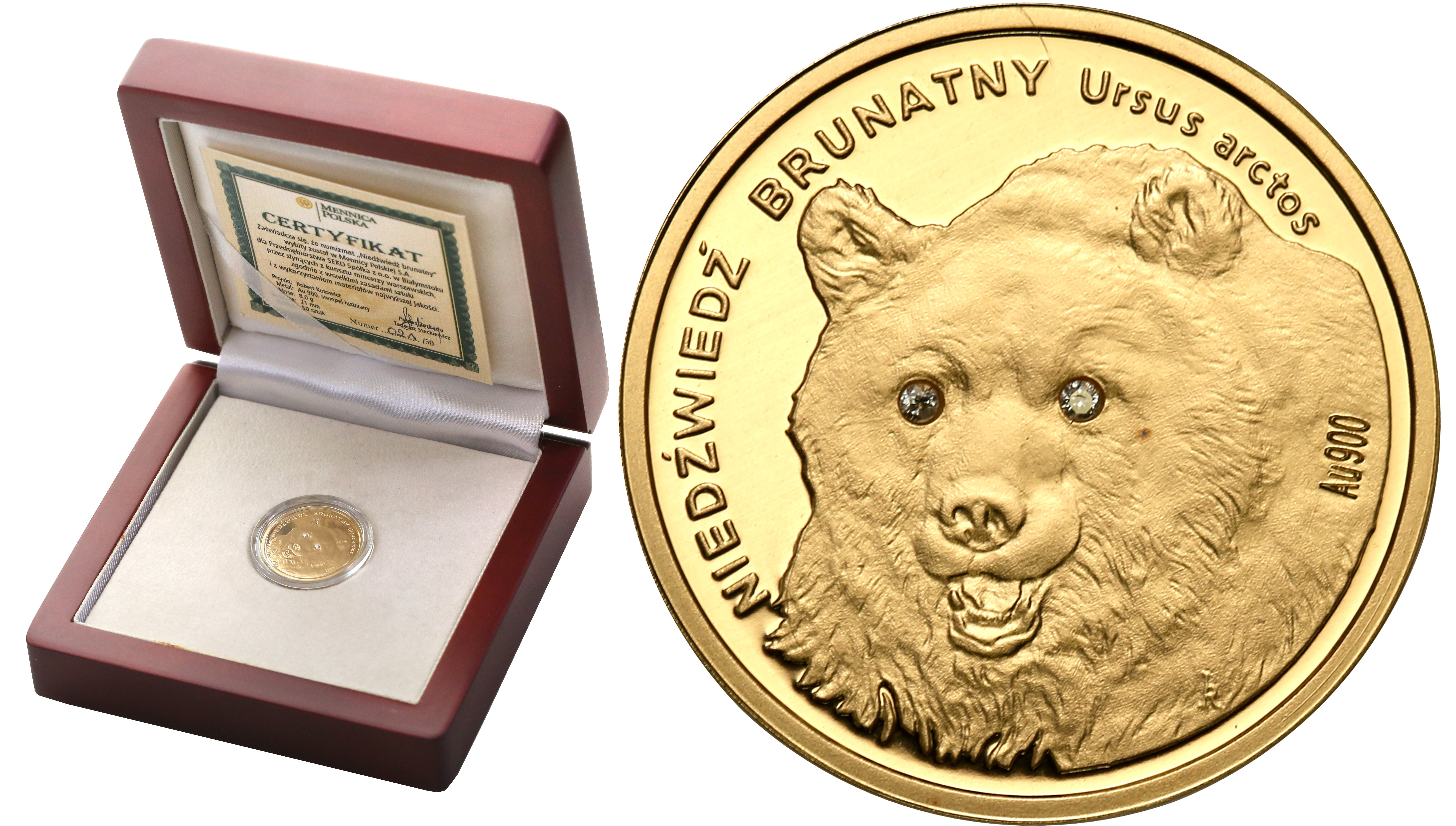Ochrona Zwierząt 2008. Niedźwiedź Brunatny – mały , Złoto – tylko 21 egz!