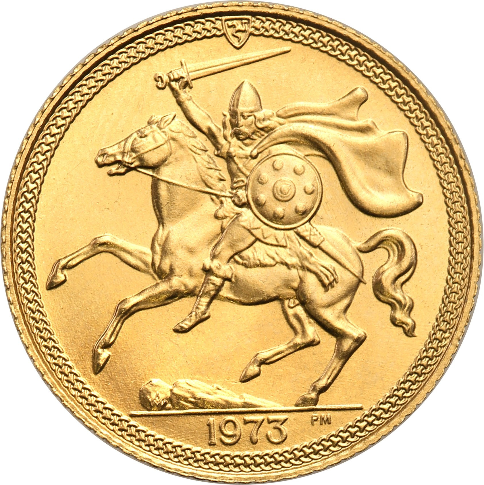 Isle of Man. Elżbieta II. 1/2 suwerena (funta) 1973 – Złoto