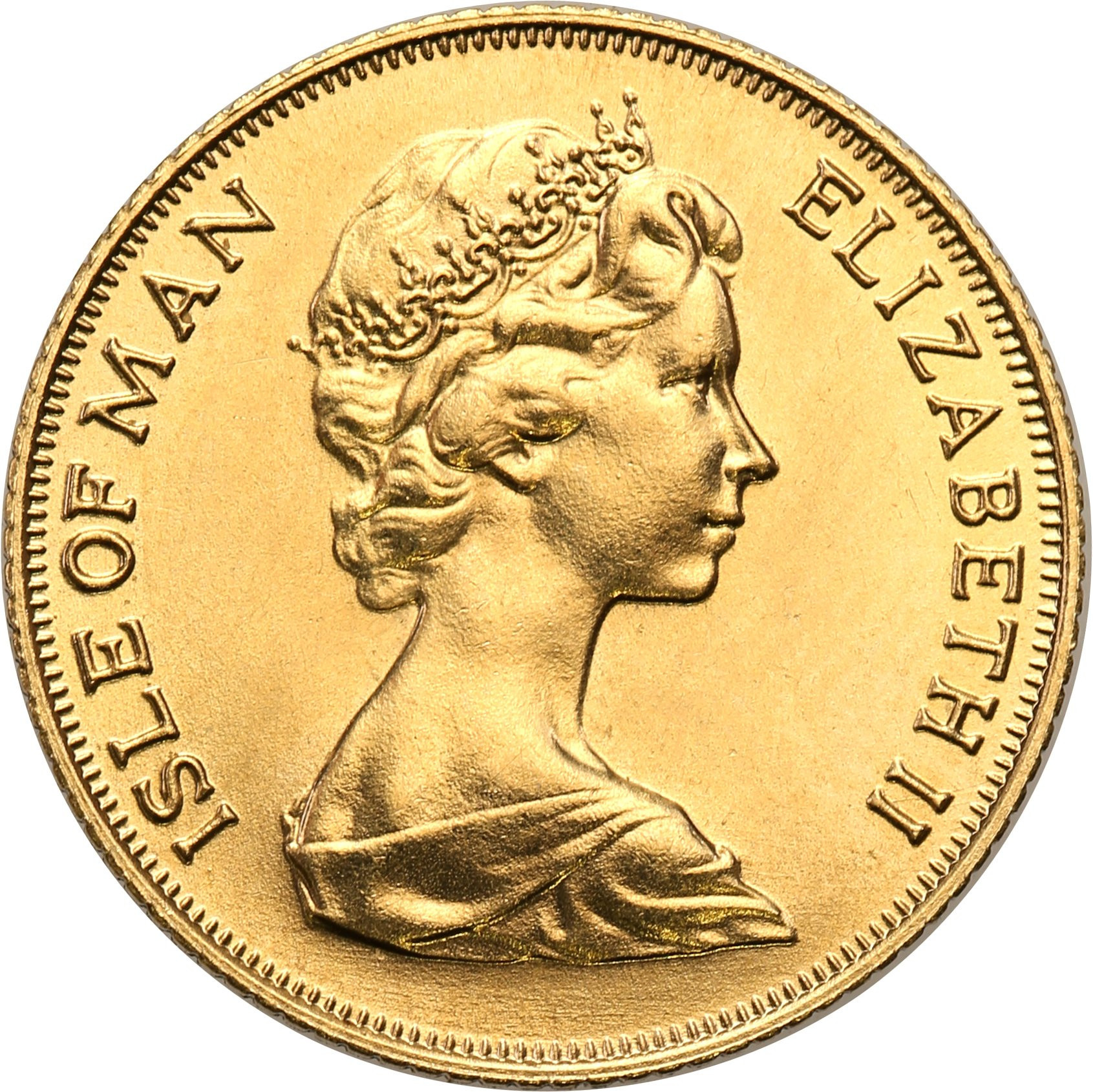 Isle of Man. Elżbieta II. 1/2 suwerena (funta) 1973 – Złoto