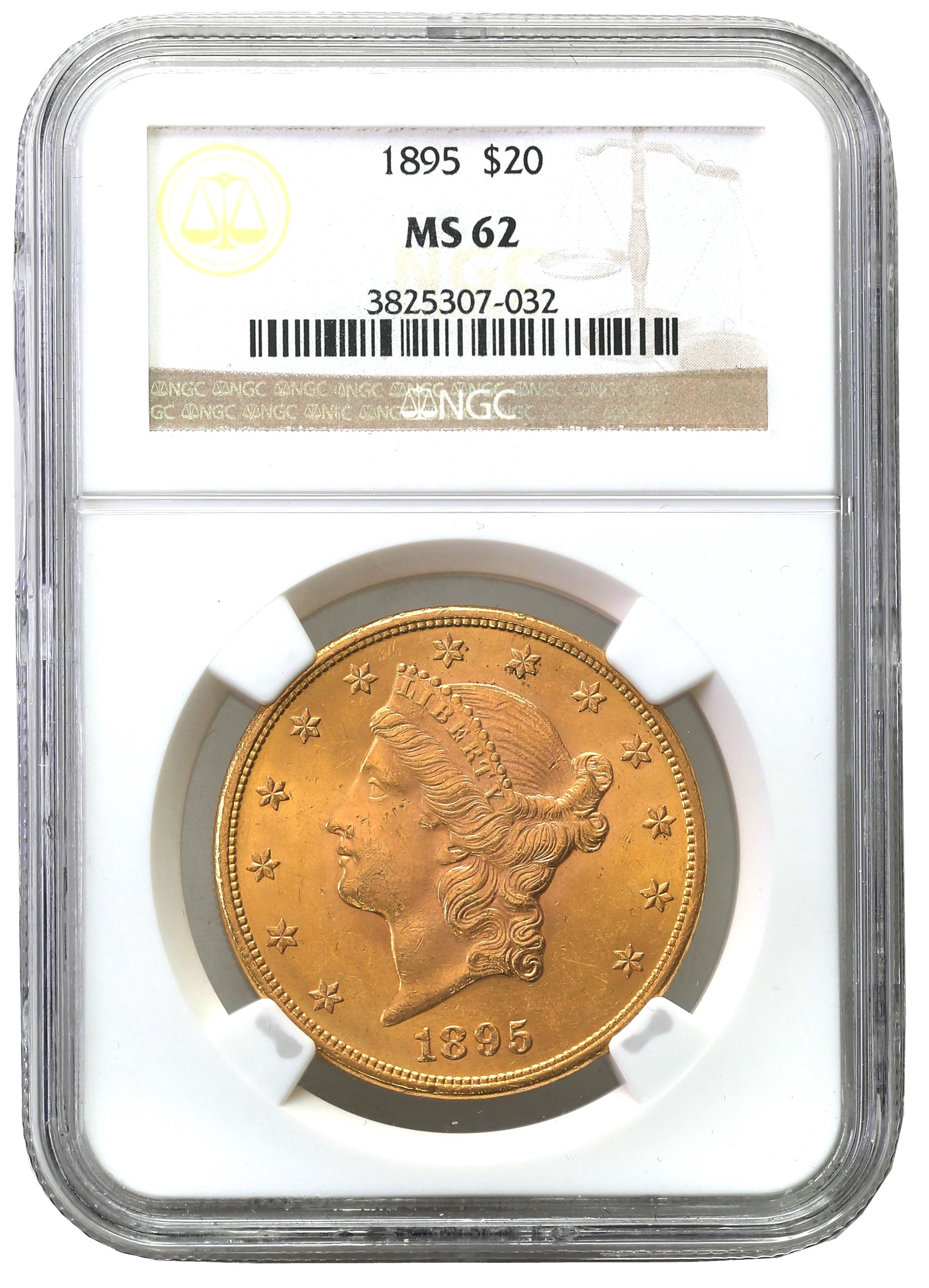 USA. 20 dolarów Liberty 1895 Filadelfia NGC MS62