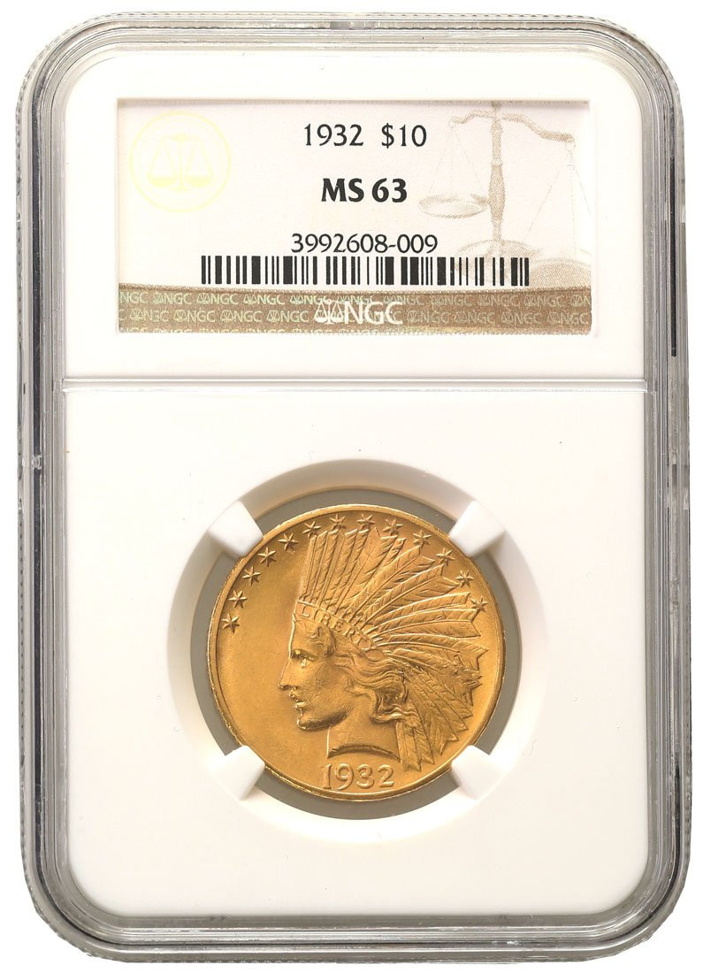 USA. 10 dolarów 1932 Indianin – PIĘKNY - NGC MS63