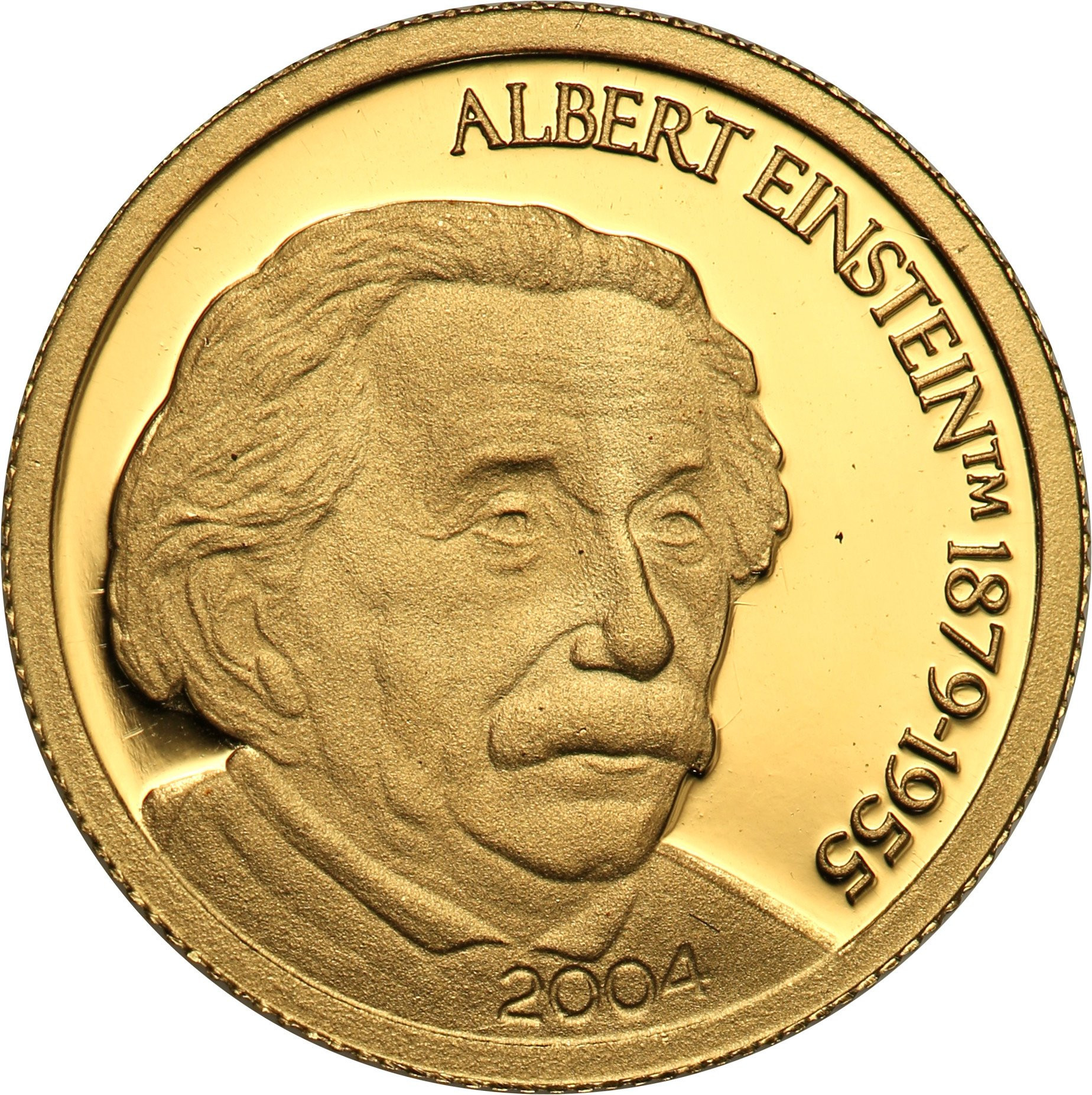 Mariany Północne. 5 dolarów 2004 Albert Einstein - 1/25 uncji złota