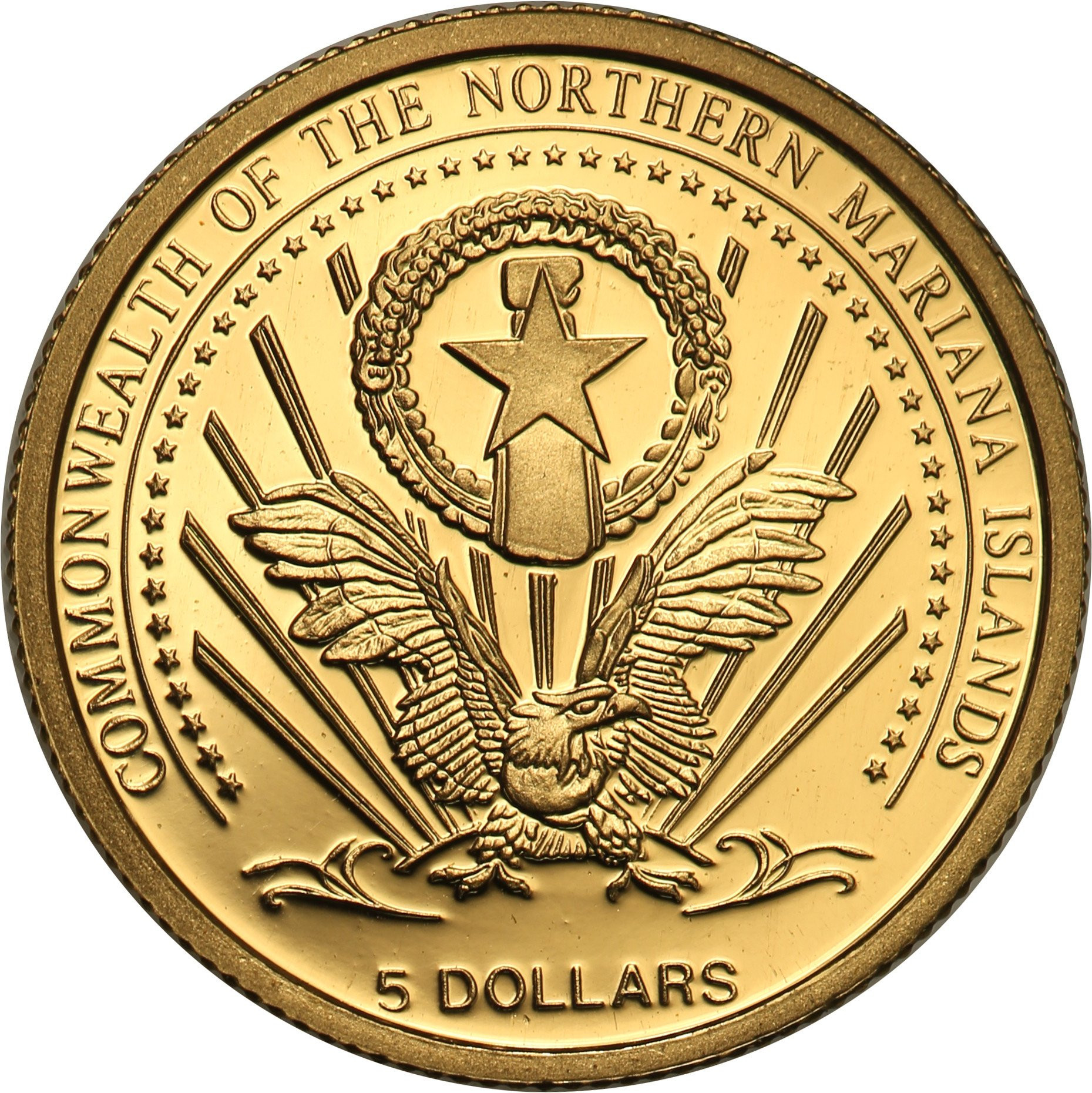 Mariany Północne. 5 dolarów 2004 Albert Einstein - 1/25 uncji złota