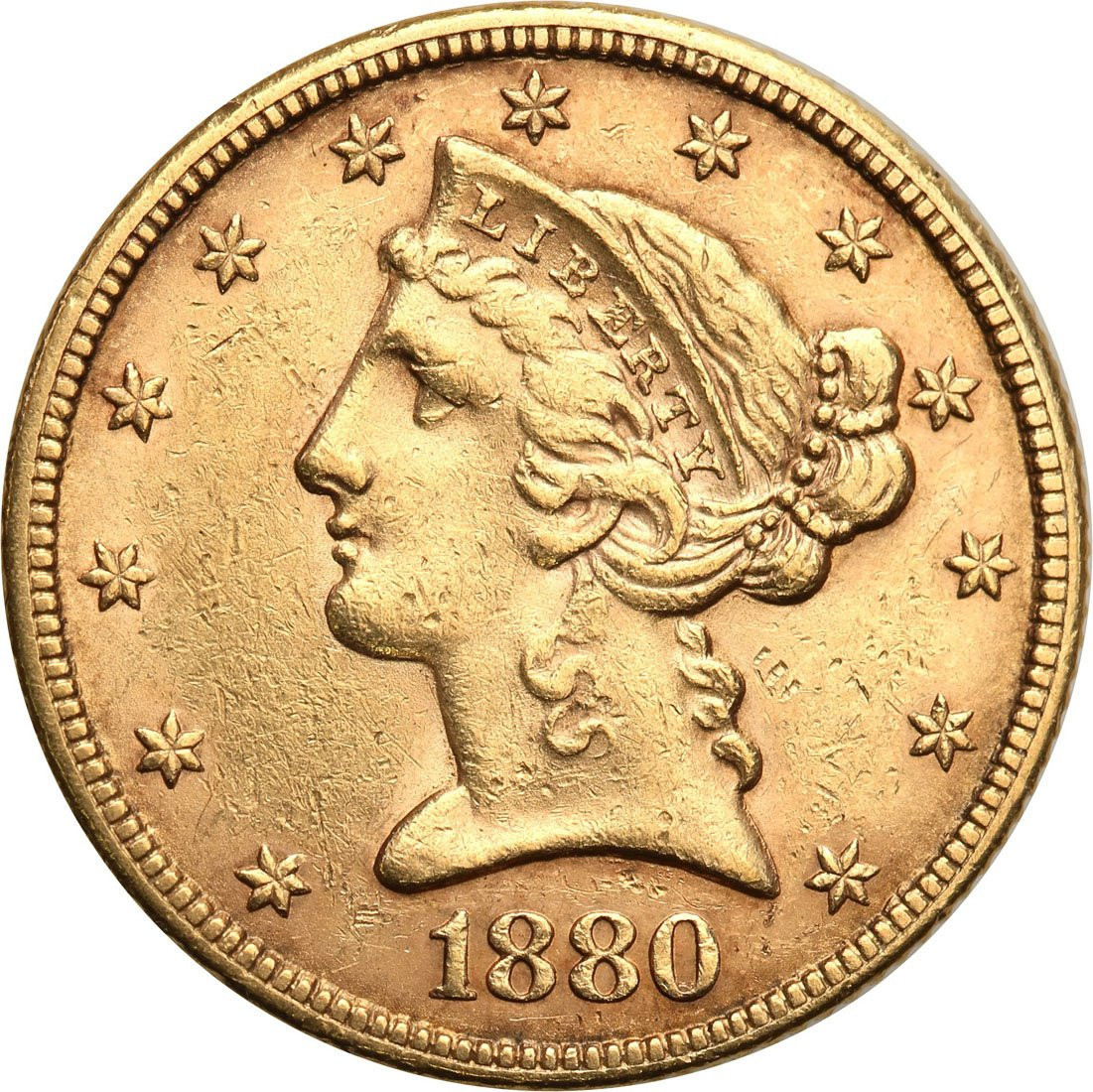 USA 5 dolarów 1880 Filadelfia st. 2+